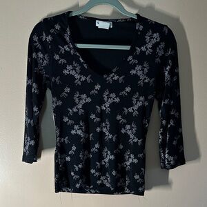 Wrapper Black Floral Women's Blouse